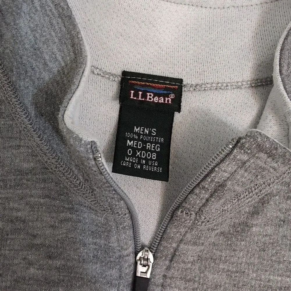 Vintage LL Bean Fleece 1/2 Zip Gray Pullover Sweater Mens M‎ Made In USA
